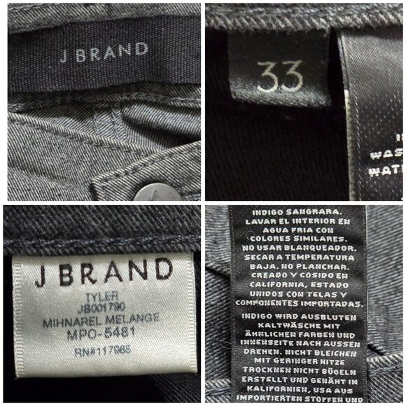J Brand Mens Gray Tyler‎ Denim Jeans Low Rise Straight Leg 5 Pockets Size 33 - Picture 8 of 11